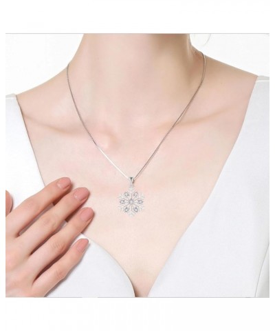 Snowflake Necklace 925 Sterling Silver Winter Pendant with Chain with 5A Cubic Zirconia Jewelry Gift for Women B white $33.79...