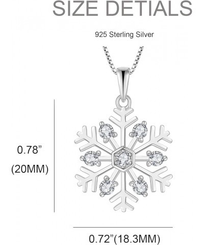 Snowflake Necklace 925 Sterling Silver Winter Pendant with Chain with 5A Cubic Zirconia Jewelry Gift for Women B white $33.79...