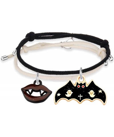 Halloween Pumpkin Witch Skeleton Ghost Cat Magic Hat Woven Bracelet Adjustable Magnetic Heart Shaped Couple Jewelry Halloween...