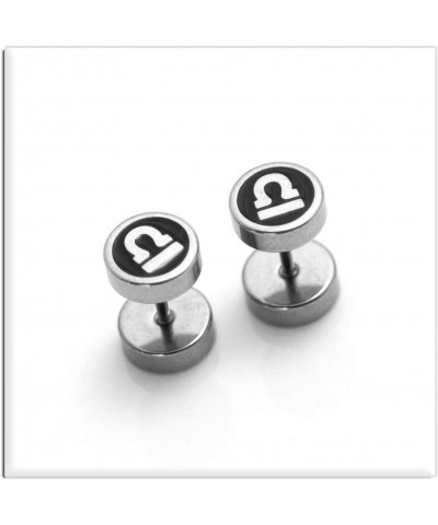 Fashion Stainless Steel Twelve Constellation Barbell Stud Earrings Libra $7.53 Earrings