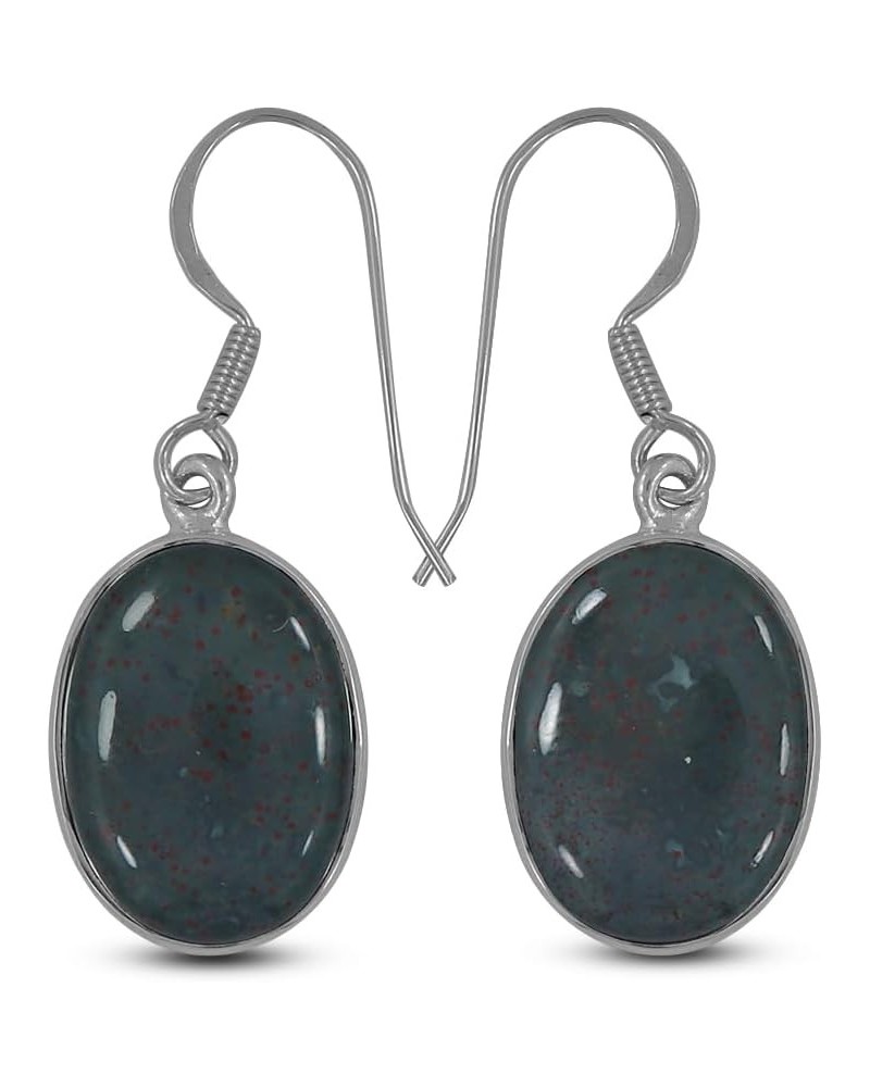 Natural Bloodstone Earrings for Women and Girls, 925 Sterling Silver Dangle & Drop Earrings with CZ Stones $15.12 Earrings