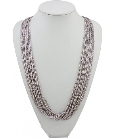 Long Multiple Row Handmade Beaded Statement 33" Necklace for Women with Gift Box AB purple $11.39 Necklaces