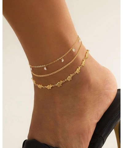 Simple Gold Chain Anklet,14k Gold/Silver Plated Dainty Disc Evil Eye Summer Beach Ankle Bracelet Jewelry for Women Tassel-CZ ...