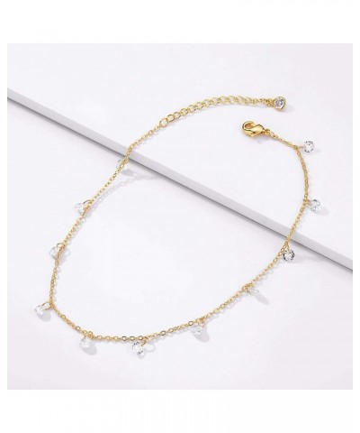 Simple Gold Chain Anklet,14k Gold/Silver Plated Dainty Disc Evil Eye Summer Beach Ankle Bracelet Jewelry for Women Tassel-CZ ...