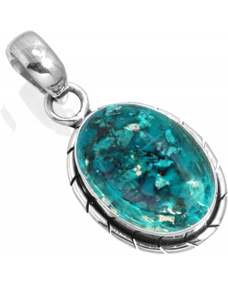 925 Sterling Silver Handmade Pendant for Women 12x16 Oval Gemstone Boho Silver Jewelry for Gift (99559_P) Shattuckite $16.06 ...