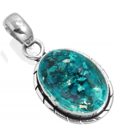 925 Sterling Silver Handmade Pendant for Women 12x16 Oval Gemstone Boho Silver Jewelry for Gift (99559_P) Shattuckite $16.06 ...