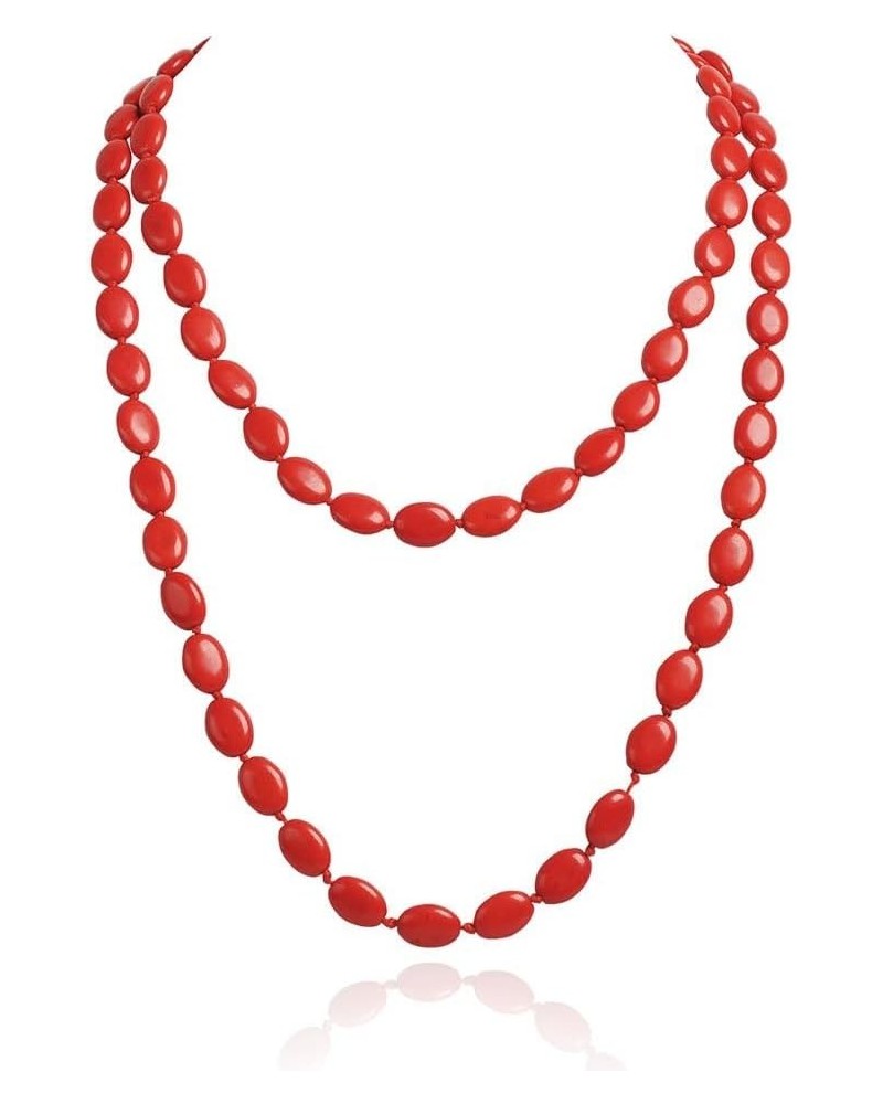 Round Beads Turquoise Necklace Bib Chunky Fashion Jewelry Red-Oval $10.99 Necklaces