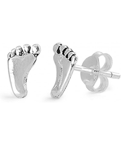 Foot Feet Stud Earrings .925 Sterling Silver $8.93 Earrings