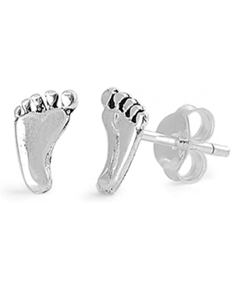 Foot Feet Stud Earrings .925 Sterling Silver $8.93 Earrings