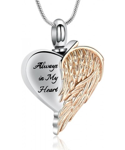 Cremation Jewelry for Ashes for Dad/Mom Family Angel Wing Heart Urn Necklaces for Ashes for Women Always in My Heart Memorial...