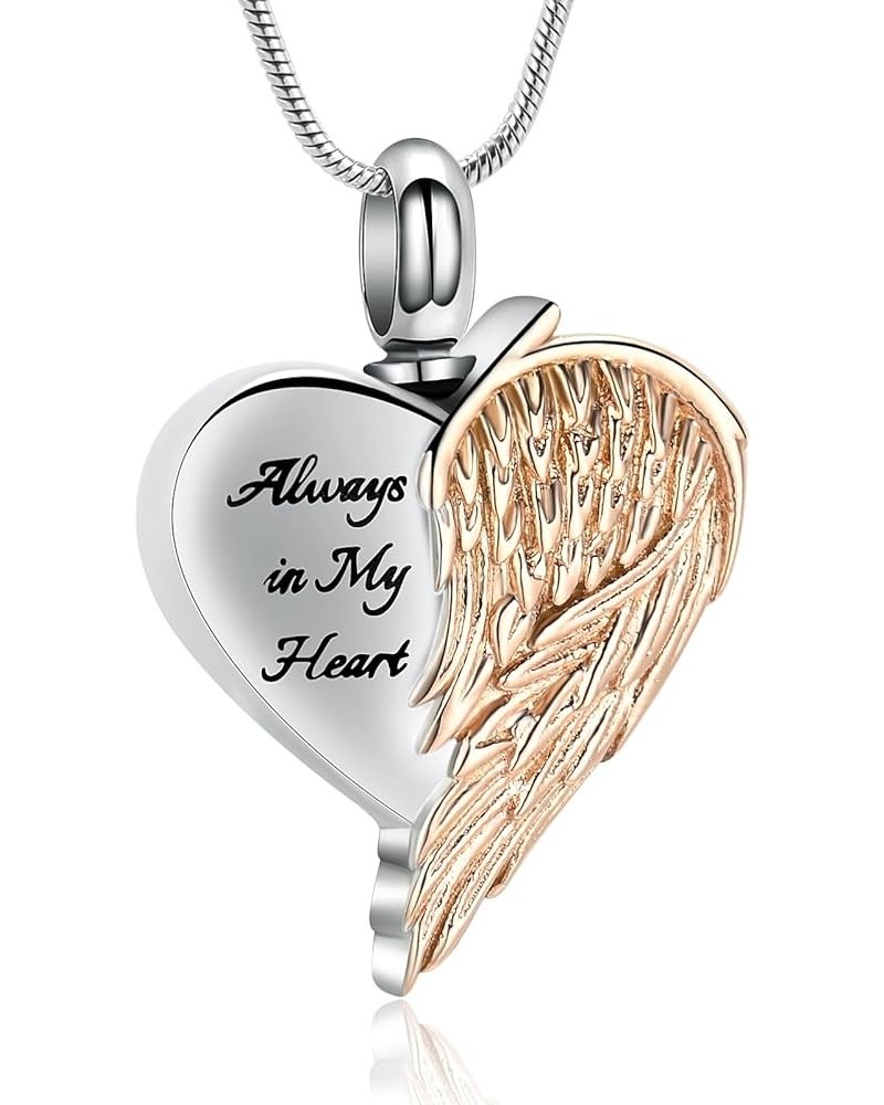 Cremation Jewelry for Ashes for Dad/Mom Family Angel Wing Heart Urn Necklaces for Ashes for Women Always in My Heart Memorial...