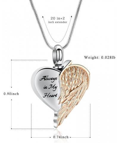 Cremation Jewelry for Ashes for Dad/Mom Family Angel Wing Heart Urn Necklaces for Ashes for Women Always in My Heart Memorial...