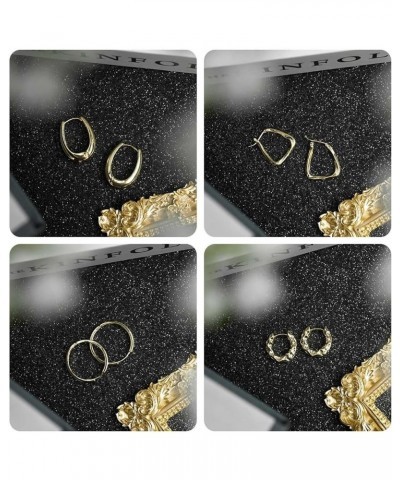 Gold Hoop Earrings Set, 14K Hypoallergenic Gold Hoop Earrings for Women with 925 Sterling Silver Post for Jewelry Gift. 4 Pai...