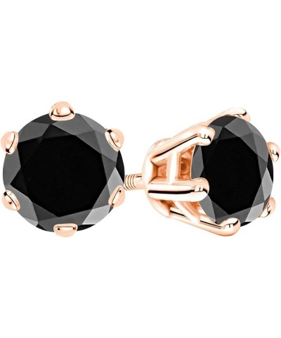 1/2-10 Carat Total Weight Black Diamond Stud Earrings 6 Prong Screw Back Rose Gold 1.0 carats $179.31 Earrings