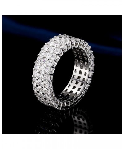 3 Row Eternity Band for Women 18K White Gold Plated Cubic Zirconia Ring Stackable Engagement Wedding Ring Size 5-10 $11.20 Rings