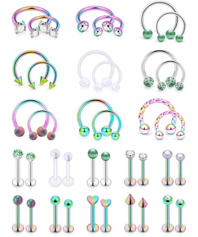 16G Lip Rings Stainless Steel Horseshoe Labret Monroe Madonna Lip Rings Nail Tragus Rook Helix Cartilage Earrings Studs Ring ...