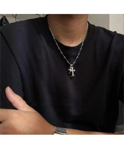 Double Cross Vintage CZ Diamond Cross Long Pendant Necklace 18k Gold Plated Choker Necklace for Women and Girls，Trendy Jewelr...