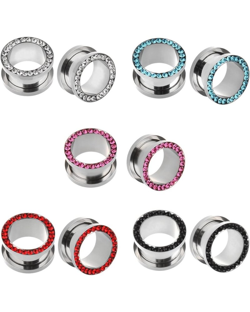 IPINK-10pcs Stainless Steel Screw Flesh Tunnel Ear Plug Expander Stretcher Muliti- colors 8g-9/16 5 Pairs of gauge-1/2"(12mm)...