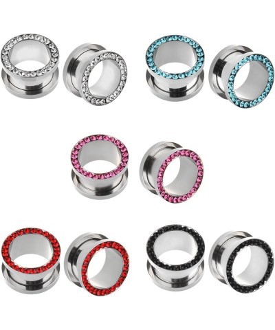 IPINK-10pcs Stainless Steel Screw Flesh Tunnel Ear Plug Expander Stretcher Muliti- colors 8g-9/16 5 Pairs of gauge-1/2"(12mm)...