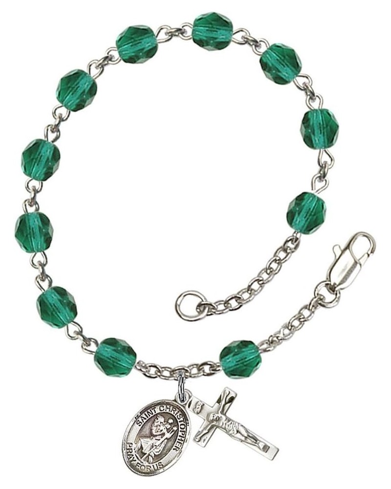 December Birth Month Bead Rosary Bracelet with Patron Saint Petite Charm, 7 1/2 Inch Saint Christopher $39.85 Bracelets