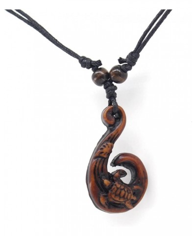 Hawaiian Maori Fish Hook Pendant Necklace,Maui Beach Sufer Tribal Necklace Brown $5.82 Necklaces