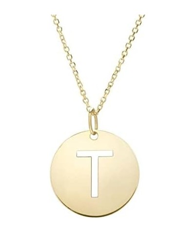 14k Solid Yellow Gold Disc Initial A Necklace with Lobster Claw Clasp, Letter A Pendant 15mm, 0.8mm Cable Chain (18") T $91.4...