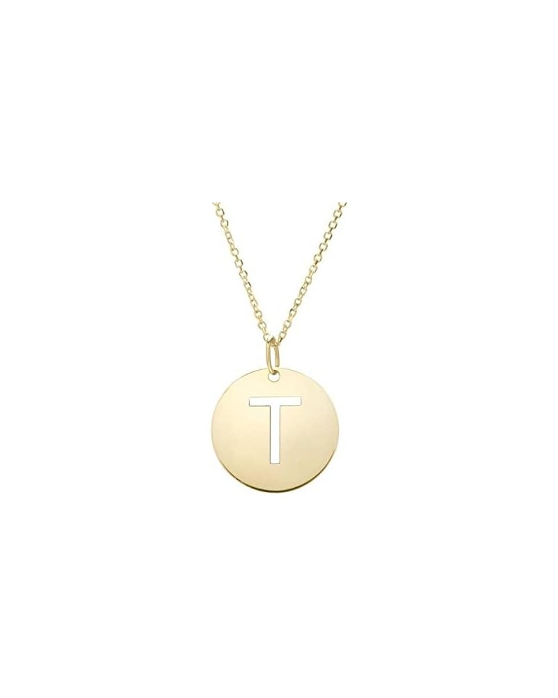 14k Solid Yellow Gold Disc Initial A Necklace with Lobster Claw Clasp, Letter A Pendant 15mm, 0.8mm Cable Chain (18") T $91.4...