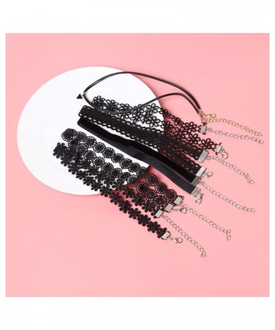 6 PCS Necklaces Black Velvet Choker Set Classic Gothic Tattoo Lace Chokers $8.39 Necklaces