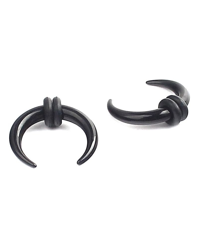 1Pair Black Acrylic C shape Pincher Tapers Septum Buffalo Taper Expander Pierced Nose, Nipple or Earring Ring with Black O-Ri...