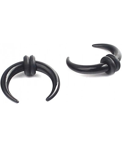 1Pair Black Acrylic C shape Pincher Tapers Septum Buffalo Taper Expander Pierced Nose, Nipple or Earring Ring with Black O-Ri...