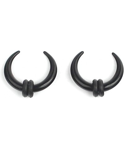 1Pair Black Acrylic C shape Pincher Tapers Septum Buffalo Taper Expander Pierced Nose, Nipple or Earring Ring with Black O-Ri...