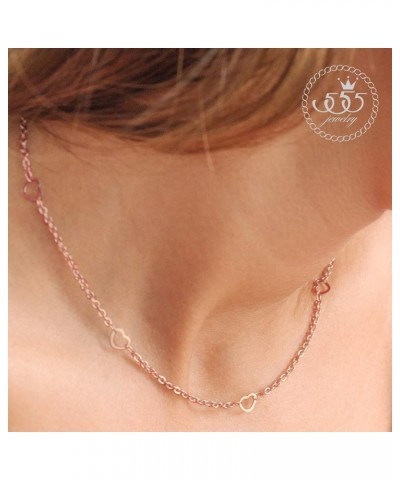 Womens Stainless Steel Mini Multi Heart Love Dainty Chain Necklace Pink Rose Gold 18.0 Inches $10.07 Necklaces