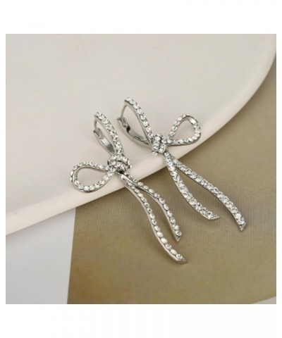 Bow Earrings for Women Silver Bow Earrings Rhinestone Pink Bow Earrings Pearl Bow Earrings Crystal Bow Earrings Rhinestone Ta...