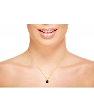 10K Yellow Gold 6mm Round Rope Frame Rabbit Ear 18" Rope Chain Necklace Created Blue Sapphire Yellow Gold $41.54 Necklaces