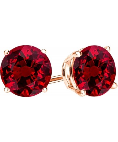 1/2-10 Carat Total Weight Natural Ruby Stud Earrings 4 Prong Push Back 2.99 Carat 14K Rose Gold $1.00 Earrings
