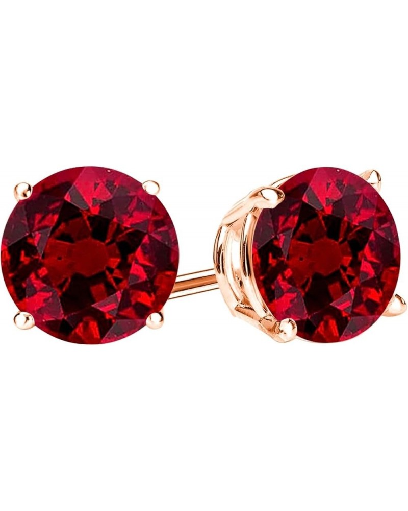 1/2-10 Carat Total Weight Natural Ruby Stud Earrings 4 Prong Push Back 2.99 Carat 14K Rose Gold $1.00 Earrings