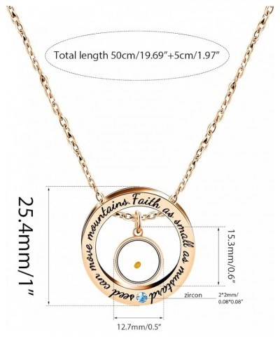 Christian Circle Round Ring Necklace Engraved Faith As Small As A Mustard Seed Can Move Mountains Y958 Blue CZ-round-rose gol...