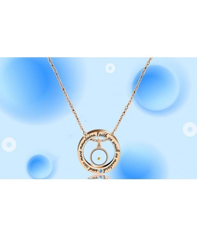 Christian Circle Round Ring Necklace Engraved Faith As Small As A Mustard Seed Can Move Mountains Y958 Blue CZ-round-rose gol...