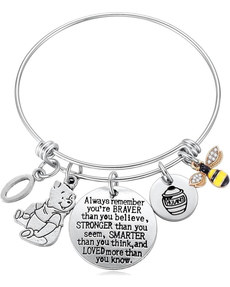 Inspired by Classic You Are Braver Than You Believe, Bee, Hunny, Pooh Bear Charm Inspirational Gifts for Women Girls O $7.40 ...