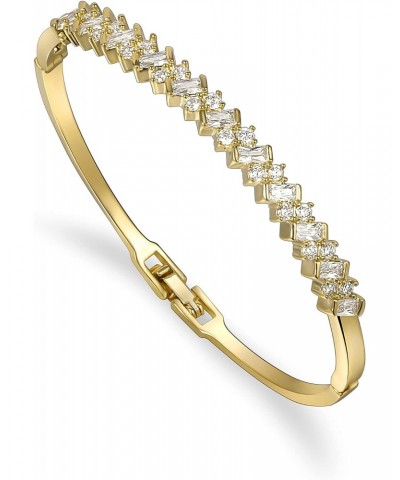 Open Cuff Bangle Cubic Zirconia Classic Tennis Bracelet 14K Gold Plated Jewelry for Women Girls Women $13.91 Bracelets