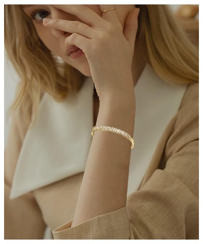 Open Cuff Bangle Cubic Zirconia Classic Tennis Bracelet 14K Gold Plated Jewelry for Women Girls Women $13.91 Bracelets