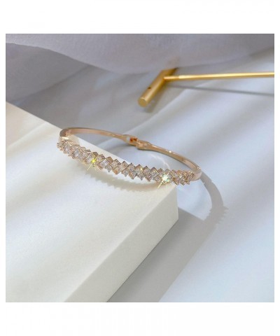 Open Cuff Bangle Cubic Zirconia Classic Tennis Bracelet 14K Gold Plated Jewelry for Women Girls Women $13.91 Bracelets