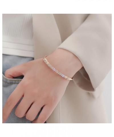 Open Cuff Bangle Cubic Zirconia Classic Tennis Bracelet 14K Gold Plated Jewelry for Women Girls Women $13.91 Bracelets