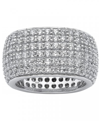 PalmBeach Sterling Silver Round Cubic Zirconia Pave Multi Row Bridal Eternity Ring Sizes 6-10 $40.85 Rings