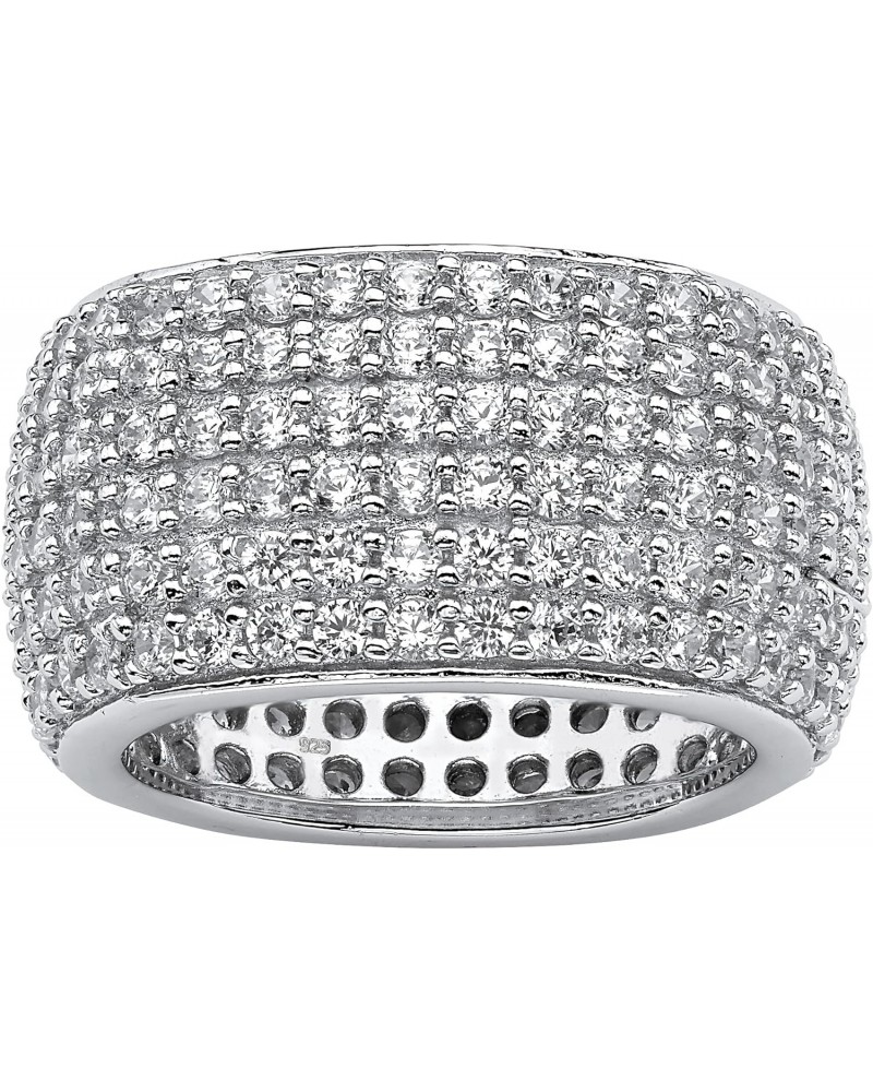 PalmBeach Sterling Silver Round Cubic Zirconia Pave Multi Row Bridal Eternity Ring Sizes 6-10 $40.85 Rings