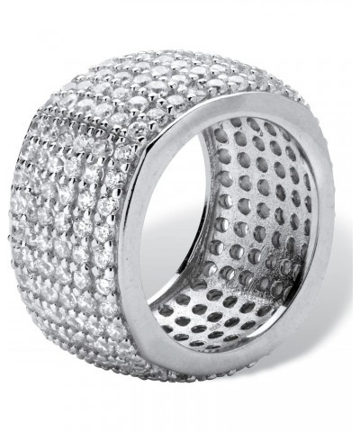 PalmBeach Sterling Silver Round Cubic Zirconia Pave Multi Row Bridal Eternity Ring Sizes 6-10 $40.85 Rings