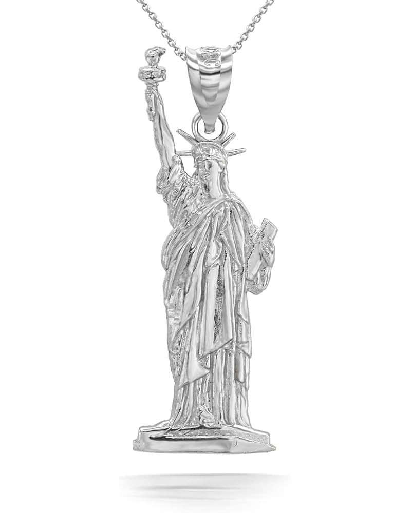 Flame Statue Of Liberty New York in Solid Sterling Silver Pendant Necklace and Pendant Only Pendant + 18" Chain $16.10 Necklaces