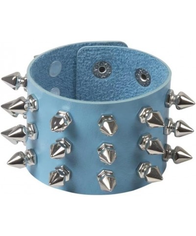 Spike Rivet Bracelet Metal Studded Leather Cuff Bracelet Punk Rock Holiday Party Jewelry Gifts for Men and Women Blue One siz...