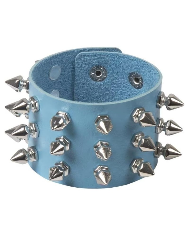 Spike Rivet Bracelet Metal Studded Leather Cuff Bracelet Punk Rock Holiday Party Jewelry Gifts for Men and Women Blue One siz...