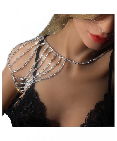 Sexy Charm Rhinestone Body Chain Multilayer Shoulder Chain Harness Statement Bridal Rhinestone Shoulder Necklace Wedding Jewe...